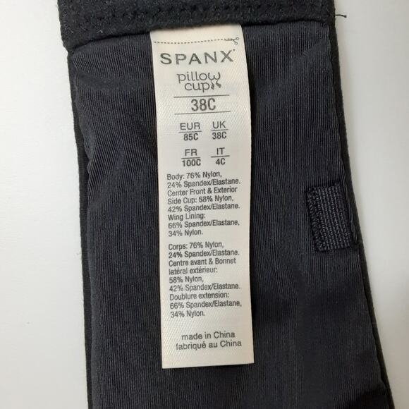 Spanx Pillow Cup Padded Bra Black Signature Strapless Women 38C Adjustable Strap - Picture 9 of 11